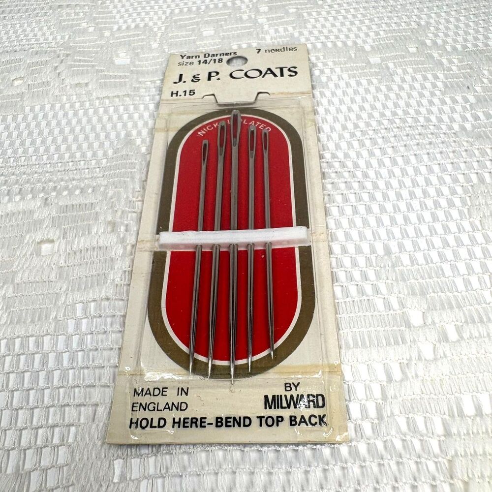 Vintage J & P Coats Milward Yarn Darners Size 14/18 - Incomplete Pack of 5